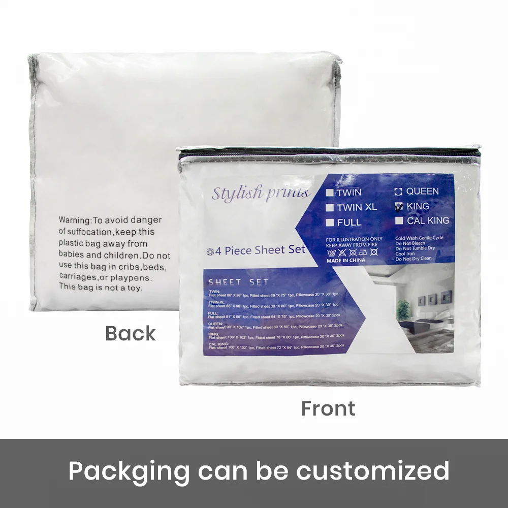 New Design Polyester Bed Sheet/Duvet Bed Cover Sublimation Hotel Bedding Fitted Bed Sheet Set