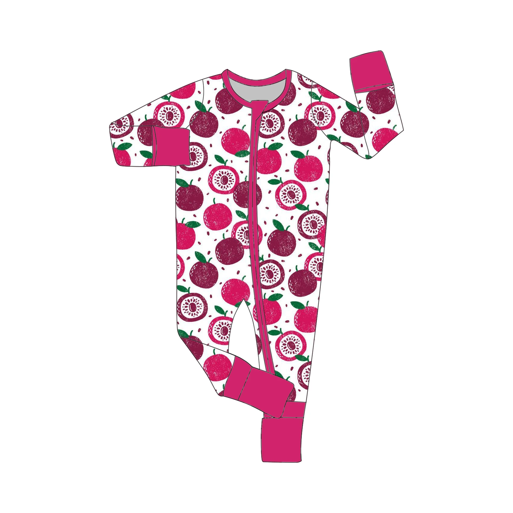 Wholesale Custom Organic Cotton Bamboo Baby Clothing Comfortable All-Kinds Fruit Print Jumpsuit Summer 0-3 Months