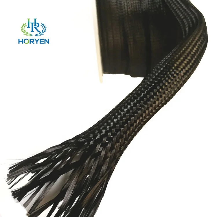 High strength 3k 12mm Carbon Fibre Sleeve braided sleeves for heat resistant