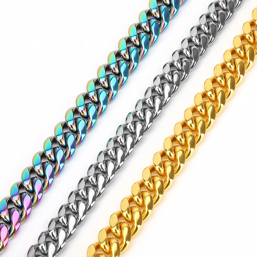 Мужской золотой браслет в стиле хип-хоп с кубинской цепочкой из нержавеющей стали алмазной пряжкой циркониевым камнем 18 карат позолоченные ювелирные изделия