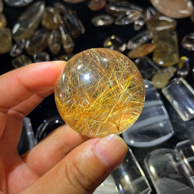 Natural Rutilated Quartz sphere crystal ball healing stone golden rutilated quartz ball for fengshui decoration