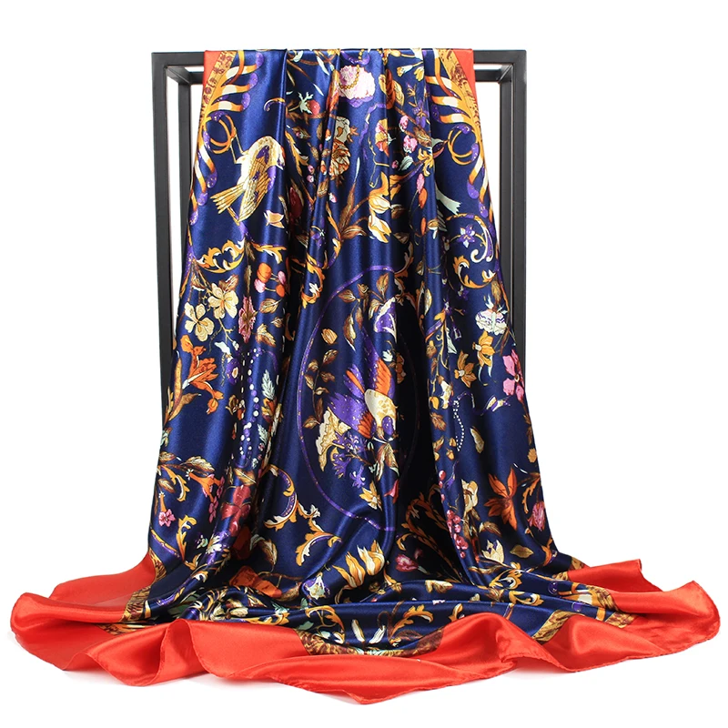 100% Handmade Screen Print Manufacturing 90 90 Square Twill Ladies Silk Scarves