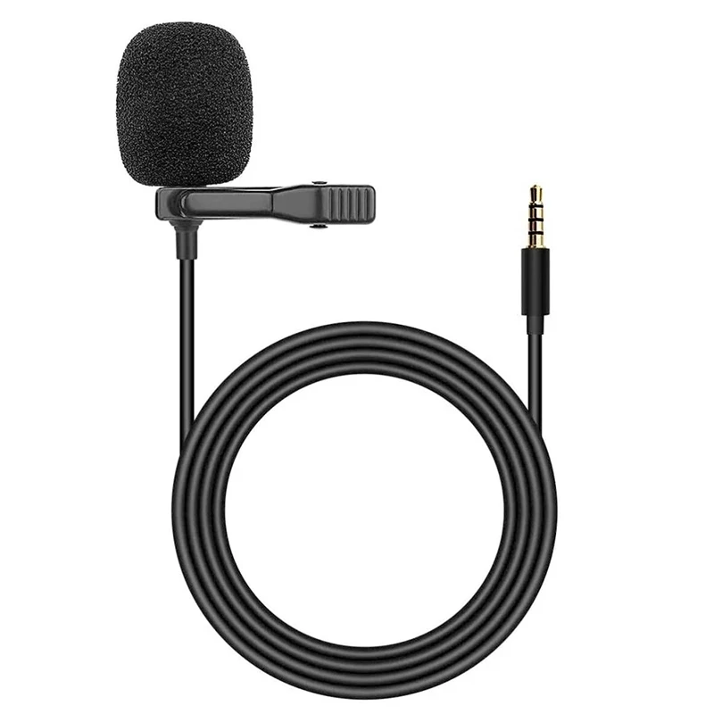 portable 3.5mm lapel microphone tie-clip condenser for smartphone computer professional video recording mini audio microphone