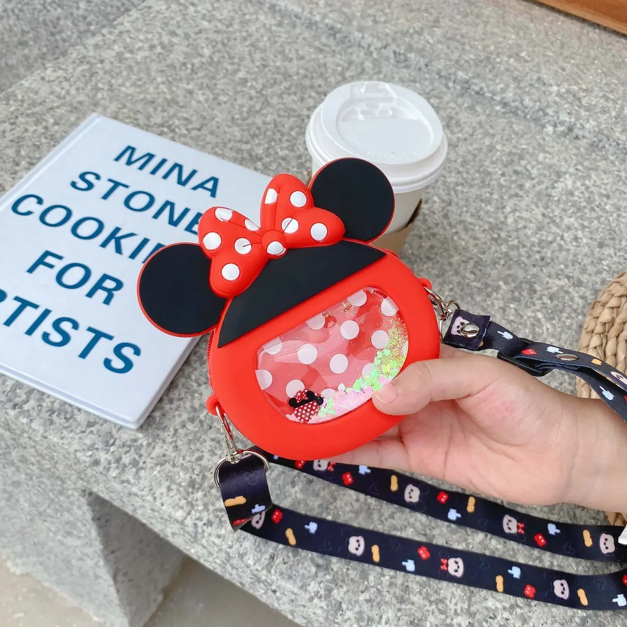 Fashion mini cartoon character Minnie handbag for kids girl cute square luxury crossbody shoulder coin purse bag party gift