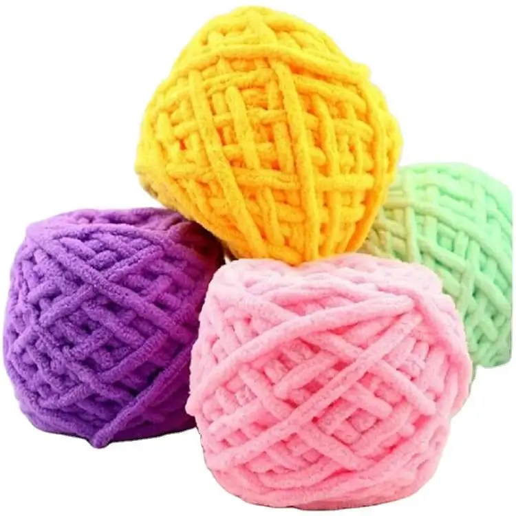 Прямая поставка с завода мягкая бархатная вязальная пряжа из полиэстера для ручного вязания синель