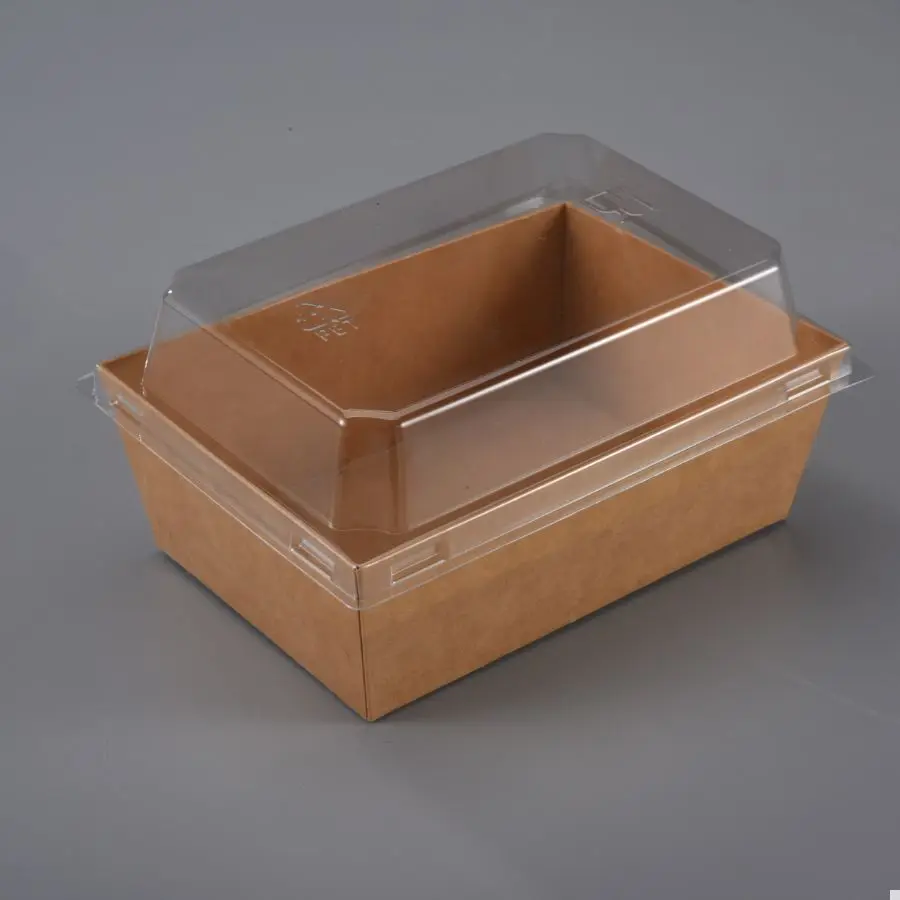 Premium disposable take out paper Cake box tray container with PET lid