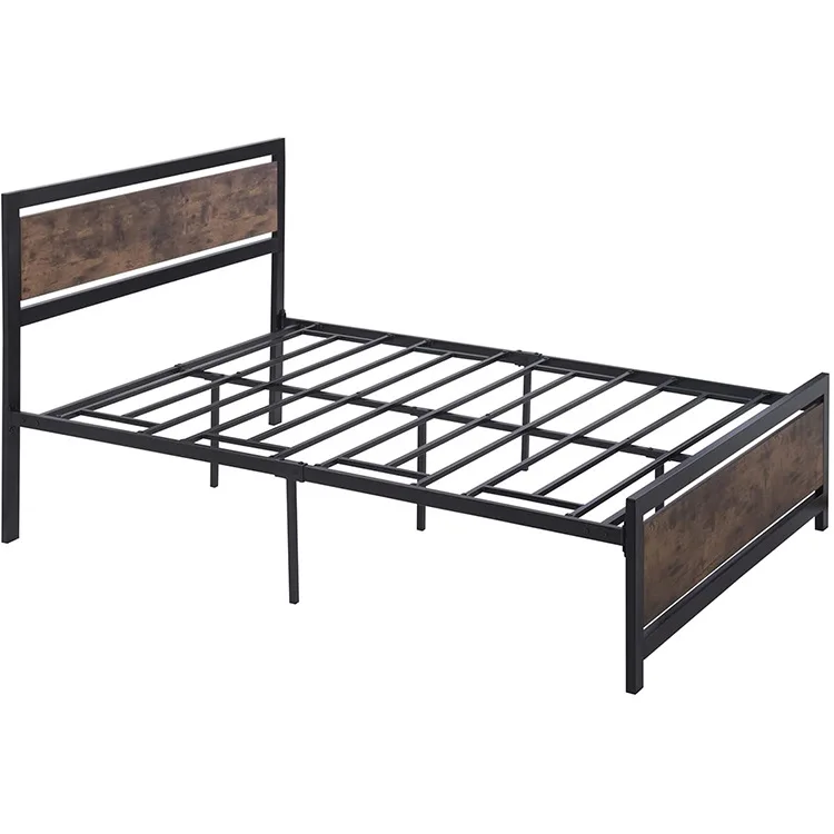 Kainice Wholesale Black Metal Bed Wooden High quality Bed Frame With Bedroom Furniture