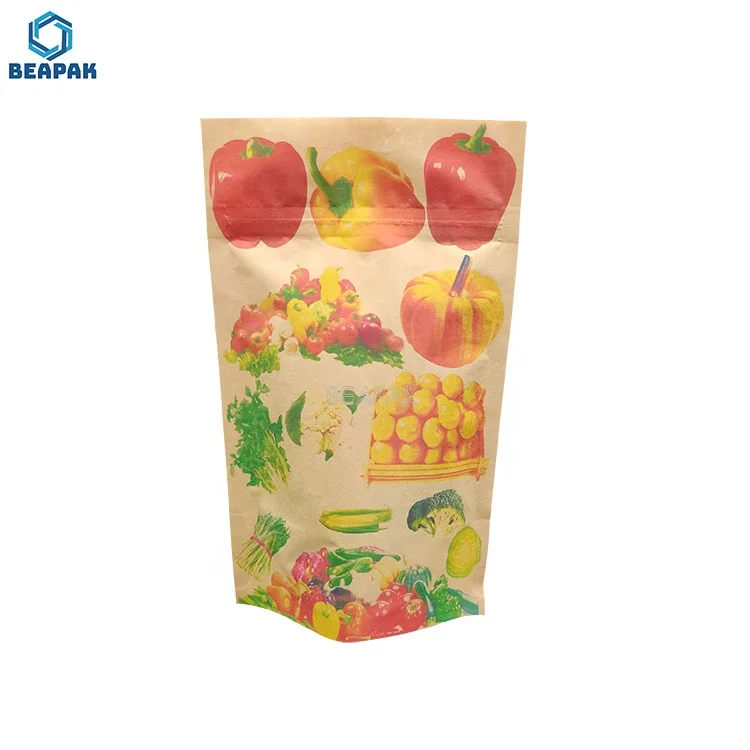 compostable Zipper Bag Reusable Food Storage paper Bags Biodegradable Stand up Pouch