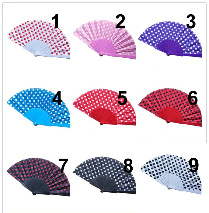 Promotion Flamenco Style Designs Fabric Polka Dot Flamenco Dance Dress Wedding Hand Fan