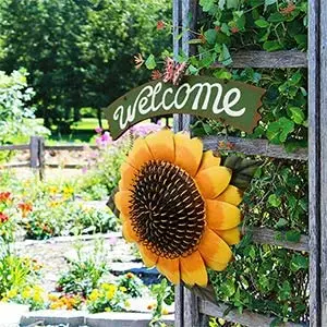 
Metal Sunflower Welcome Sign Rustic Wall Hanging Plaque Sign Flower Decor Garden Hanging Welcome Sign Home Porch Door Decoration 