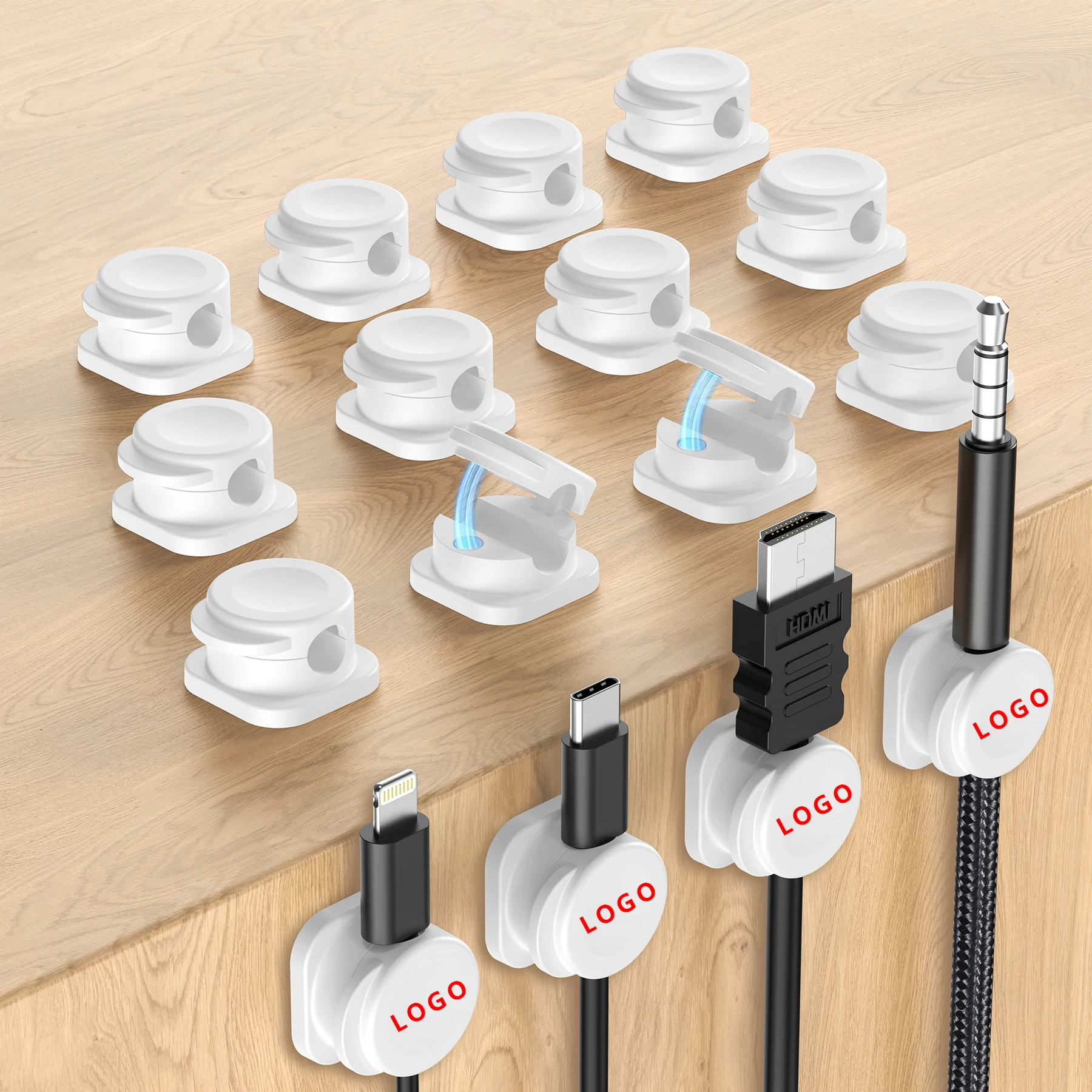 Under Desk 6 Pack Magnetic Cable Management Smooth Adjustable Clips Cord Holder For Home Office Desk Phone Desktop Nightstand