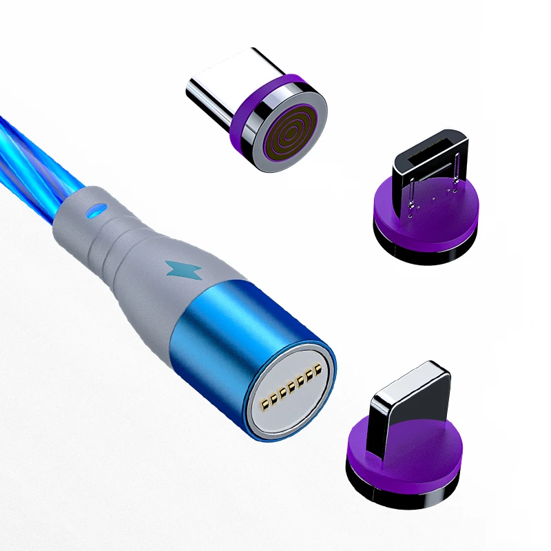  Новый 3A LED движущаяся светящийся Магнитный быстрой зарядки USB Кабель зарядного устройства для передачи данных кабель