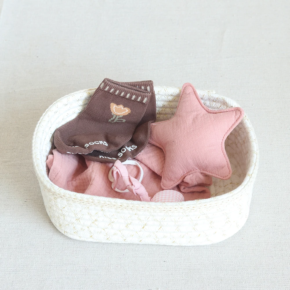 Cute Baby Supplies Basket Rope Cotton Storage Cotton Rope Storage Basket
