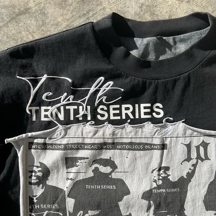 Custom Y2K Graphic Tee Top Screen Printed 250 GSM Heavy Cotton Over Size Boxy Double Layer Long Sleeve T-shirts T Shirts For Men