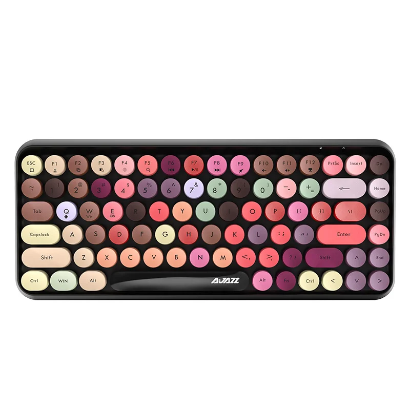 
Dropshipping Manufacture For Win/iOS/Android laptop Use Retro Typewriter Keyboard 84 Round Keys Colorful Cute Wireless Keyboard 