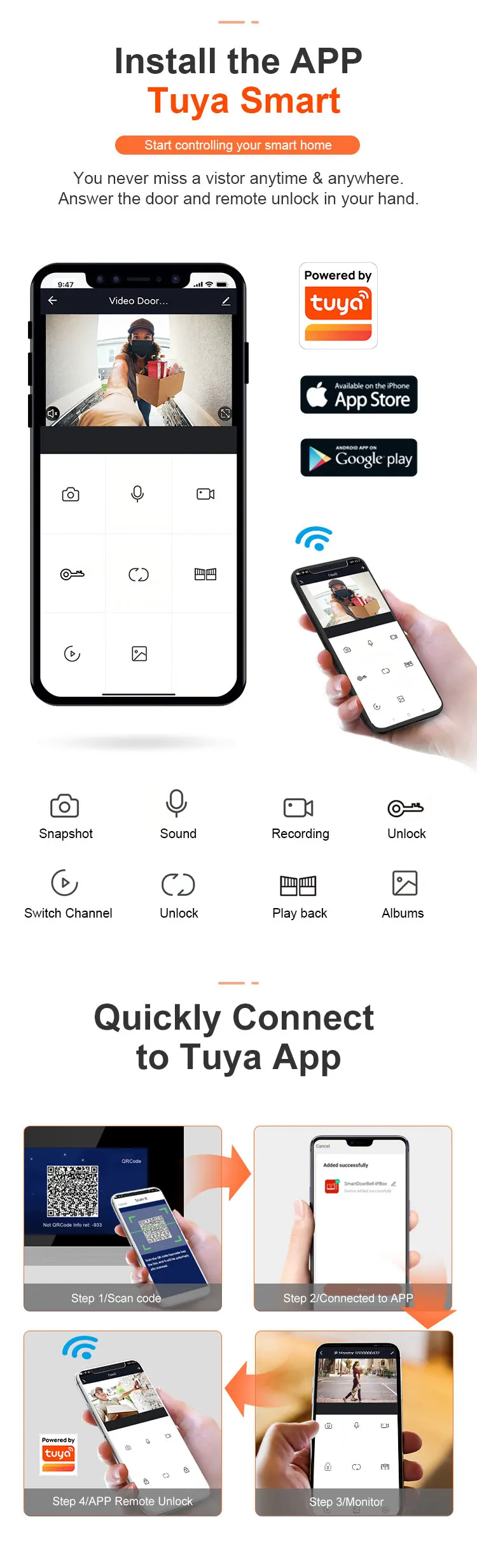 Bcom Wi-Fi HD ночное видение провода видео-телефон двери видео домофон биометрическая система распознавания лиц контроля