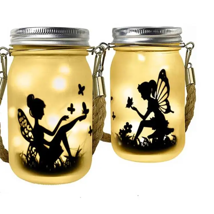 garden decoration outdoor fairy lights lantern,mason jar with led lights,solar mason jar lights lanterns