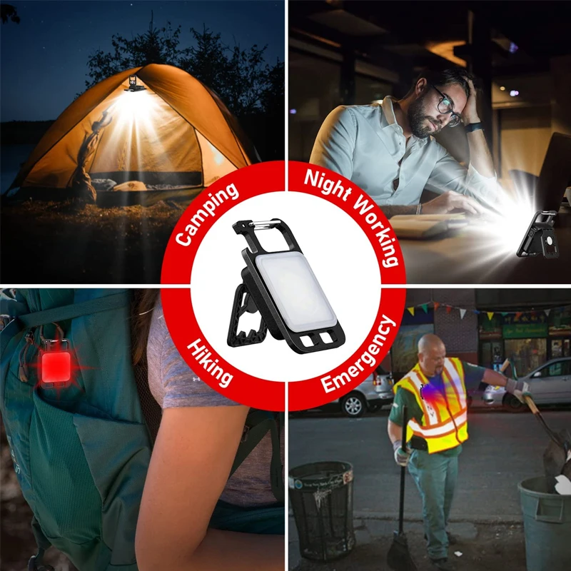 Small Flashlights 800 Lumens Rechargeable COB Portable Pocket Keychain work Light