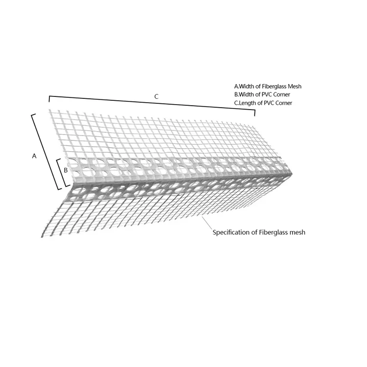 5x5mm Fiber Glass Corner Mesh 10cmx10cm With 2cm Width Corner Bead