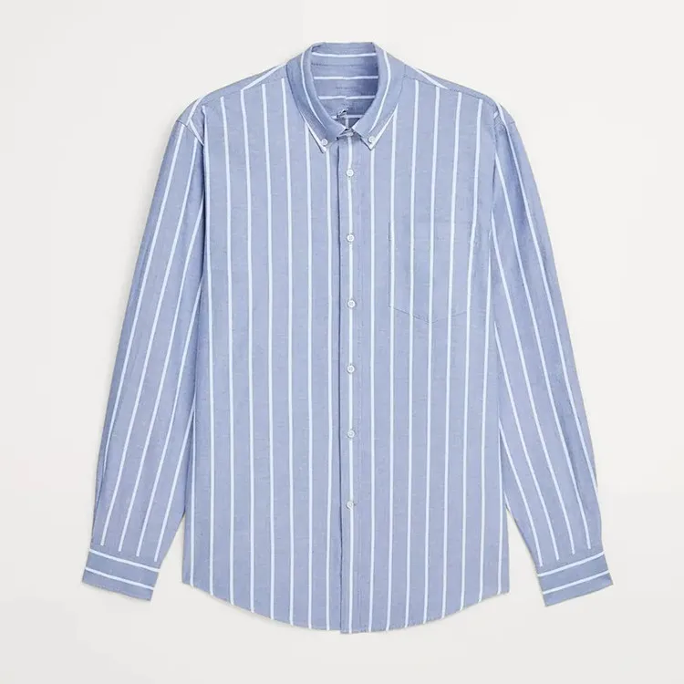 Profound custom mens striped oversize shirt 100% cotton casual long mens shirts sleeve wholesale