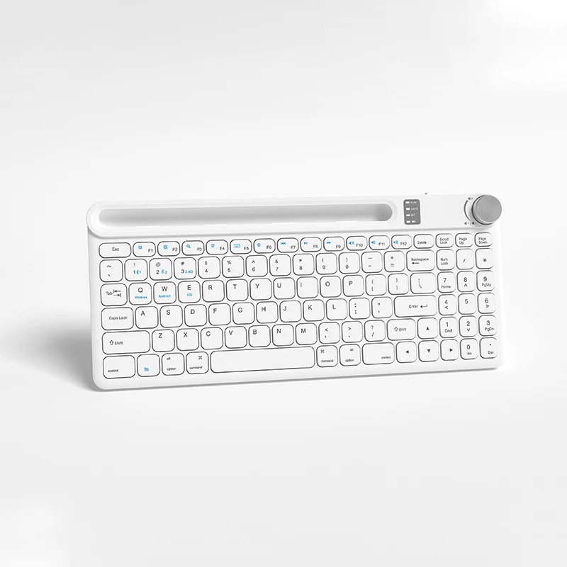 Bluetooth BT 2.4G Dual Mode Keyboard Rechargeable with Phone Holder  and Multimedia Knob for Tablet computer phone