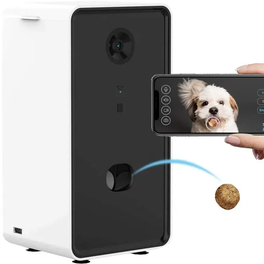 Dog Camera Treat Dispenser Automatic smart  Pet Feeder WiFi Remote Pet Camera with Two-Way Audio and Night Vision Compatible