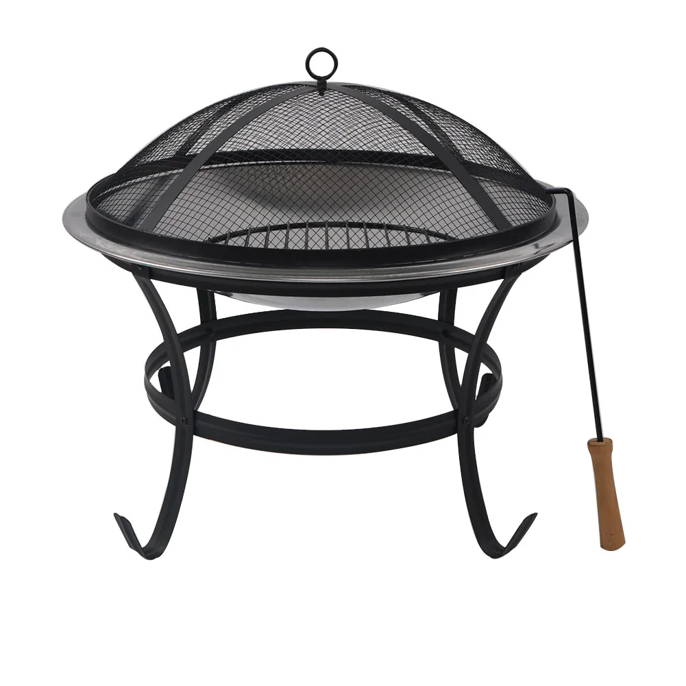 SEJR 22 Inch Stainless Steel Fire Pit Garden Wood Burning Fire Pit Outdoor Fire Basket