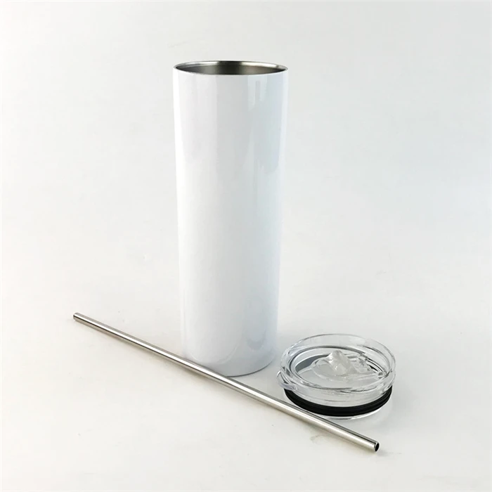 Wholesale DIY 20 oz 600ml Straight Blank Vacuum Flasks Sublimation Tumbler With Stainless Steel Straw
