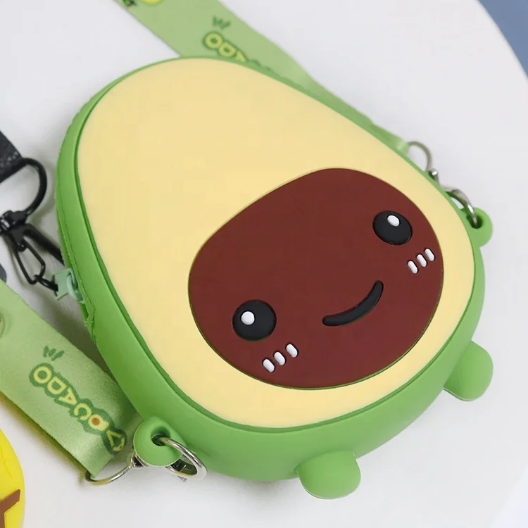 Cute cartoon fruit animal silicone coin Purse,pouch wallet case,rubber silicone storage case bag with long strap