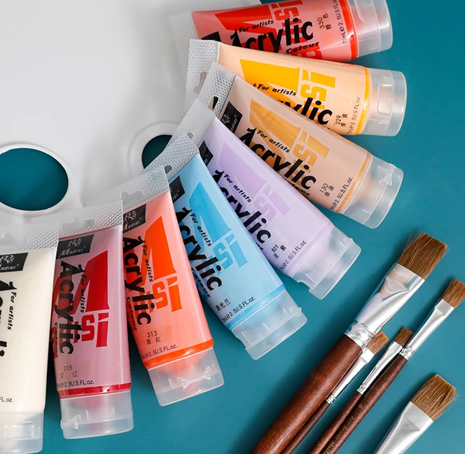 Low price supply 75ml Good Quality Plastic Multicolor Tube Beginner Acrylic Paint Color