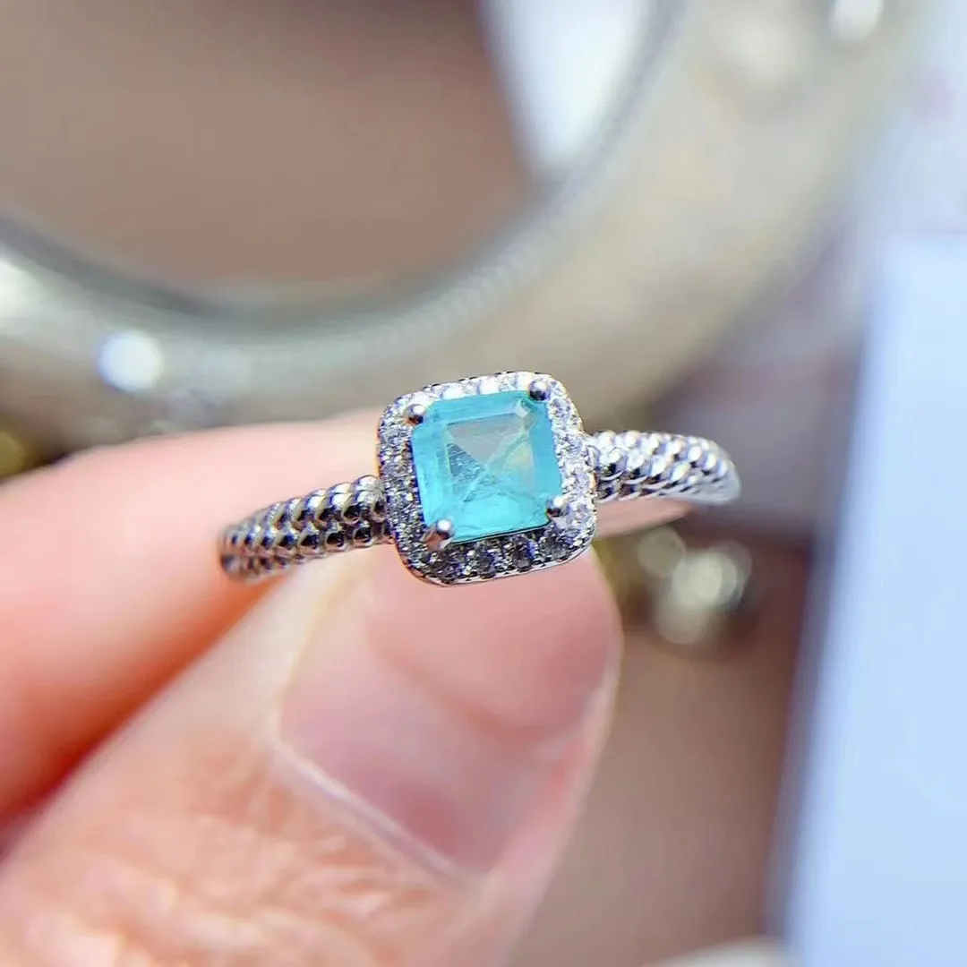 Good Price 925 Sterling Silver Natural Tourmaline Real Jewelry Women Barbie Rings Set