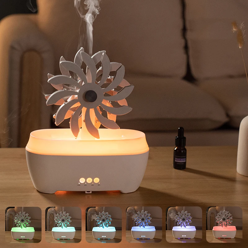 CE RoHS FCC Windmill Aroma Oil Diffuser Electric Aromatherapy Air Humidifier Ultrasonic Rain Drop fogger Humidifier for Bedroom