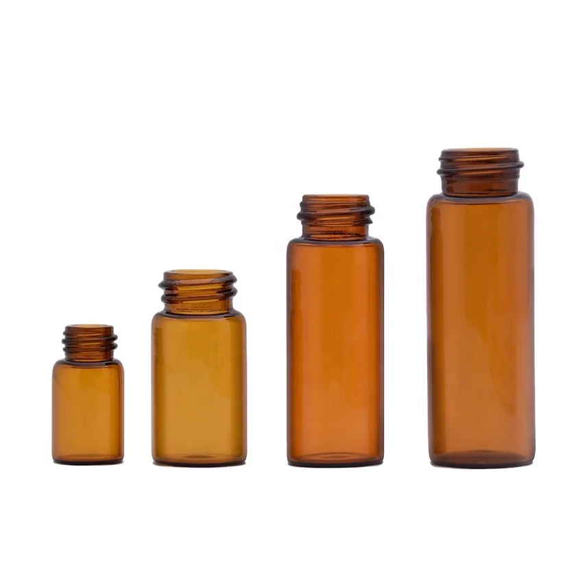 in stock 3ml 8ml 12ml 20ml amber glass vials pharmacy vial  with screw cap laboratory reagent bottle