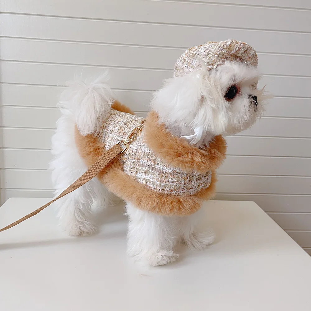 Luxury Winter Puppy Dog Cloak Pet Cape Warm Fur Mantle Clothes