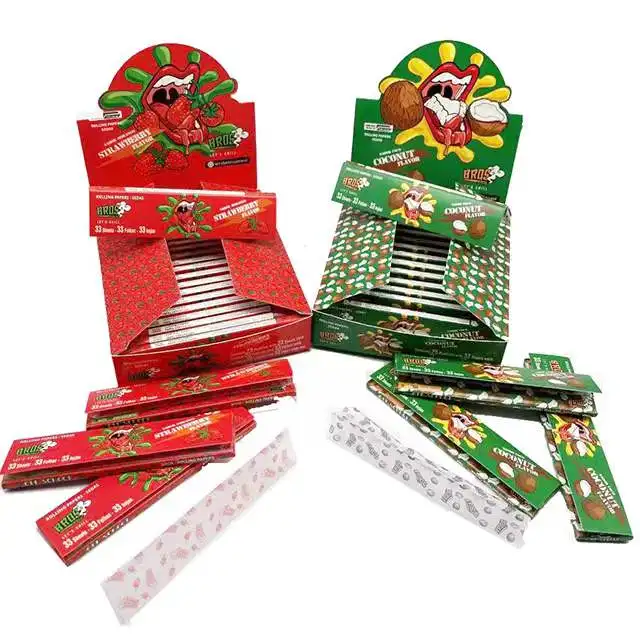 best quality  bros rice strawberry flavor paper  cigarette rolling papers flavour custom for smoking  OEM