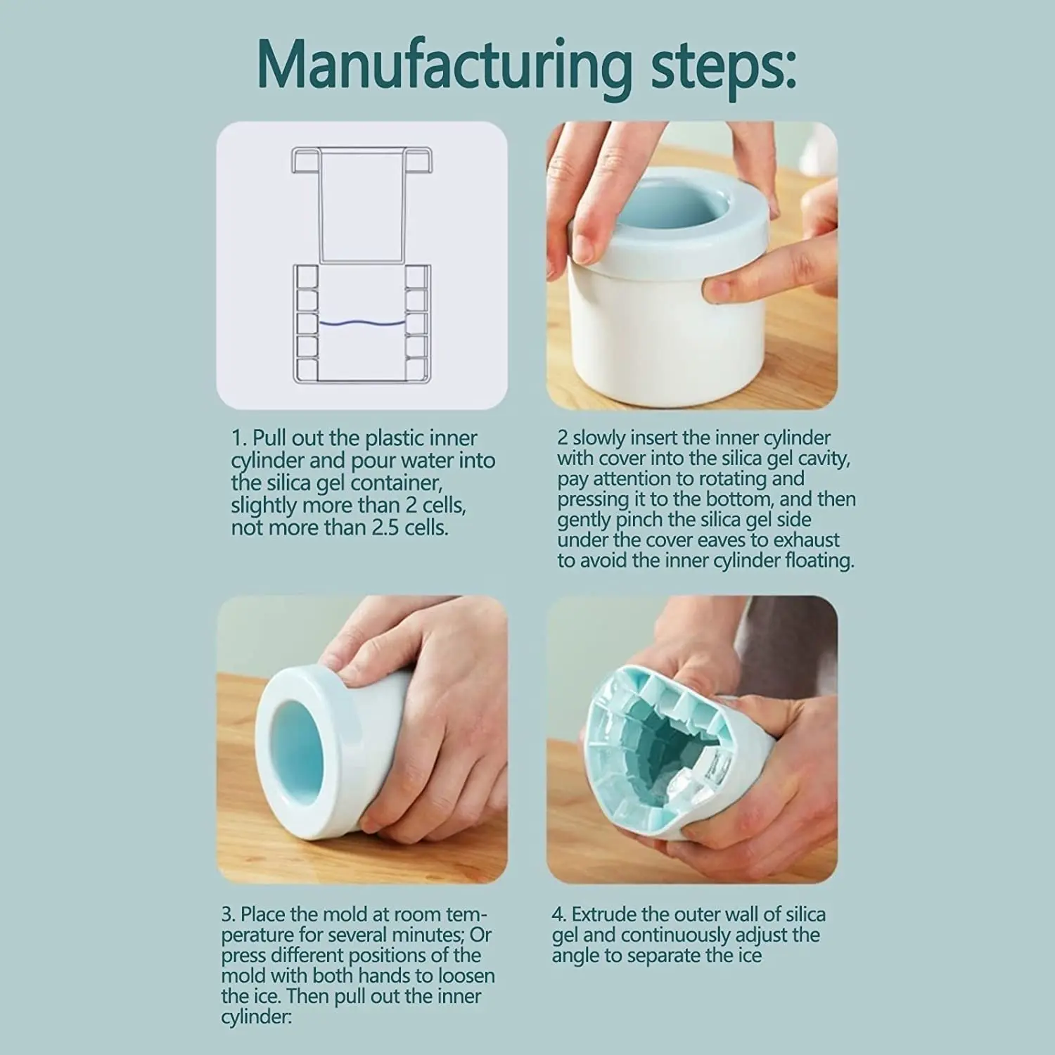 New 3d Press Type Ice Cubes Maker Silicone Ice Mold Round Cylinder Ice Cube Making Mould Tools