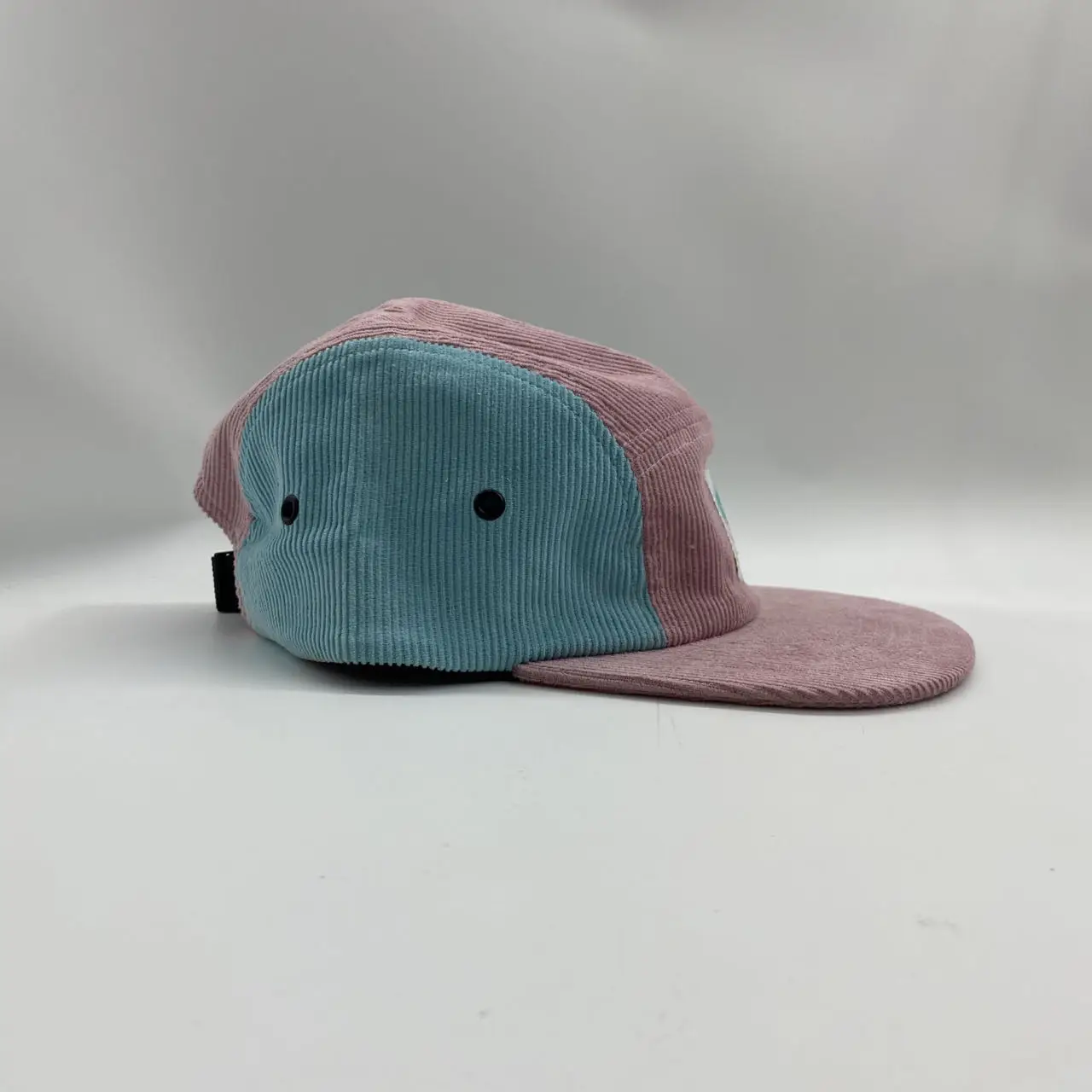 Custom Two Tone Corduroy Hat Wholesale 5 Panel Camp Cap Hat Five Panel Hat Cap With Patch Logo