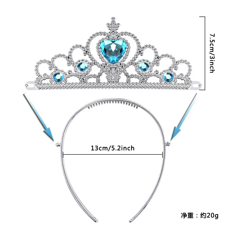 BELLEWORLD kids hair accessories 13colors plastic heart rhinestone princess crown for girls tiara crown for kids