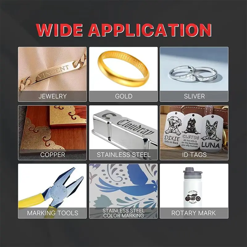 Metal Laser Engraving Machines ATO Focus Adjustable Water Cooling Stainless Steel 20W Fiber Laser For Munition Office DIY Tag