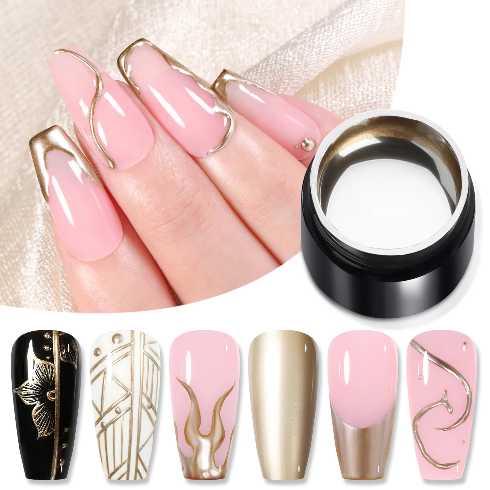 BORN PRETTY OEM Free Label Design 3D Golden Metallic Effect Nails Painting Gel Very Good Gold Mirror Chrome Gel Nail Paint