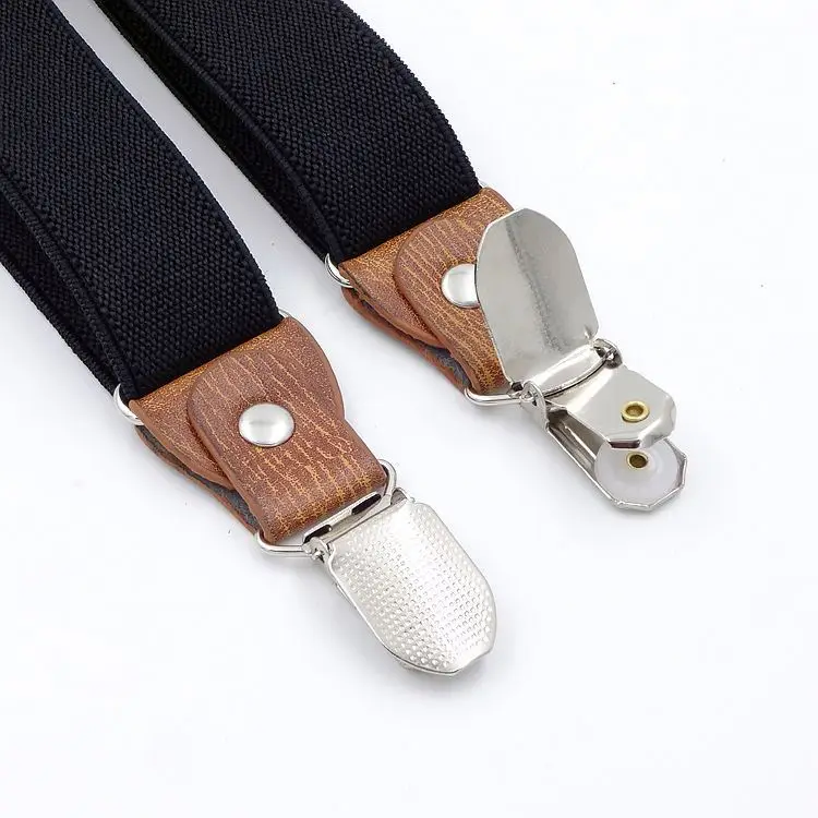 Unisex Children Suspenders 3 Clips 2.5cm wide Clip Straps Adjustable Elastic Back