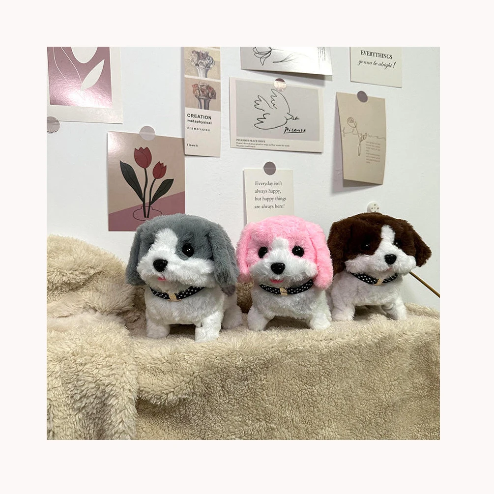 Wholesale Double Color Dog Plush Toys Electric Barking Move Forward Backward Walking Dog Plush Toy