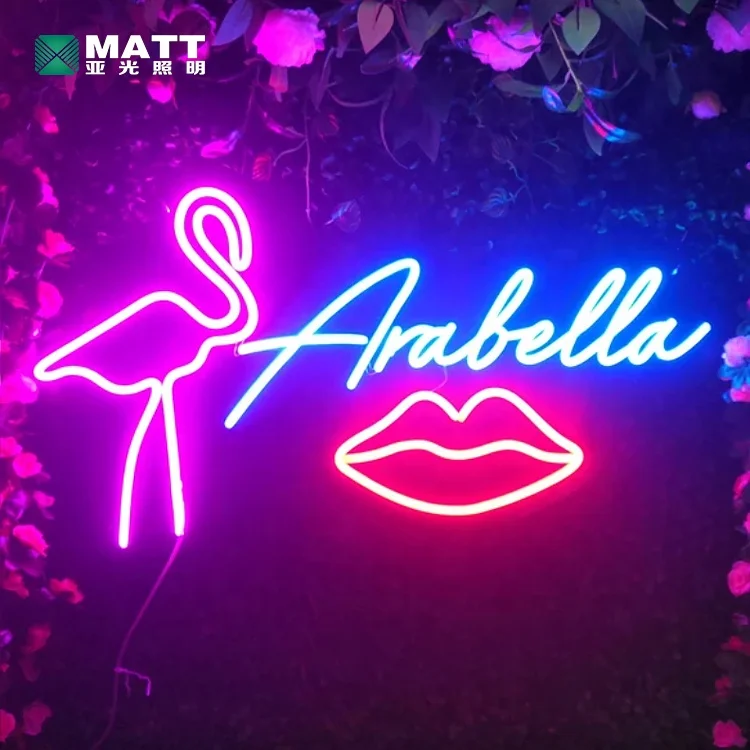 Matt Dropshipping Custom Pink Flamingo Neon Sign Animal Led Night Lights USB Led Sign Room Decoration Beer Bar Pub Wall Decor