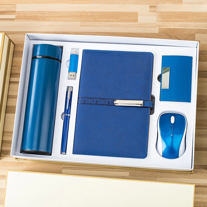
Идея для нового продукта 2021 Премиум бизнес-офис корпоративный подарочный набор роскошный 6 в 1 бутылка/Usb/ручка/ноутбук/мышь/Набор держателей карт 