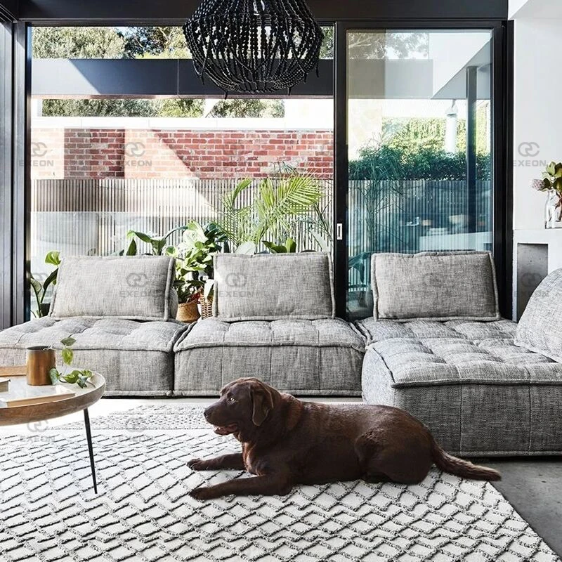 Hot Sale 2022 New Italian Minimalist Fabric Living Room Lazy Module Split Sofa Micro Chenille Fabric Latest Design Sofa
