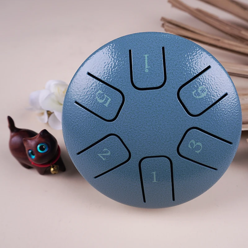 2023 new design 3.8 inch 6 tongue moss blue  hank drum balmy mini steel tongue drum