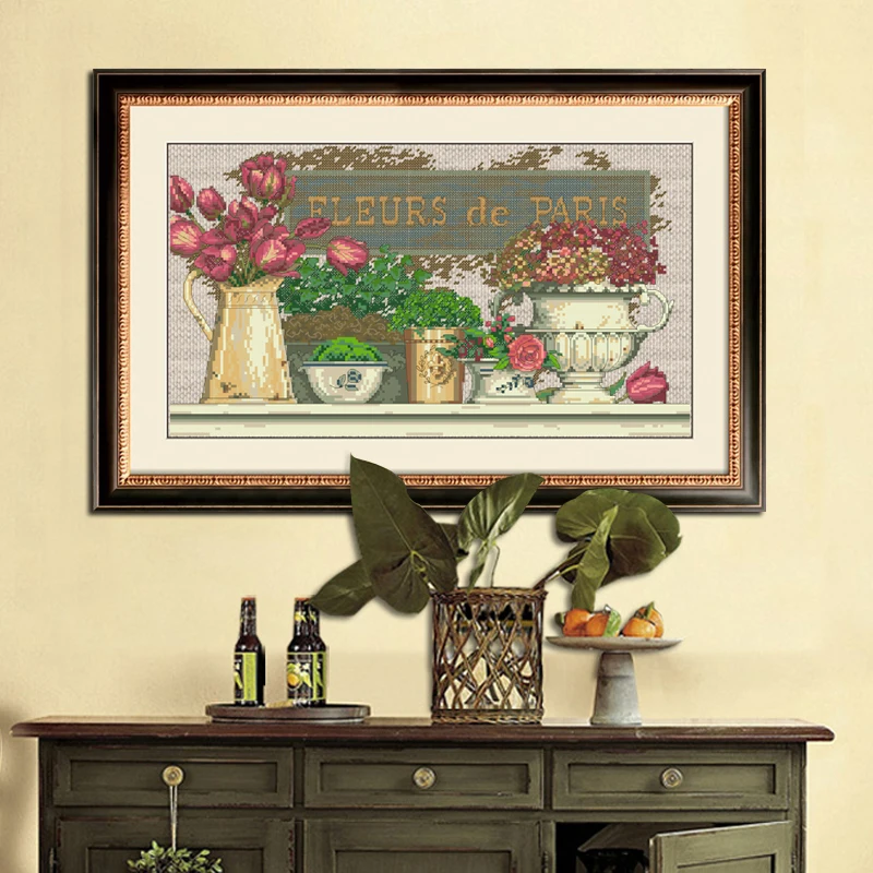 
embroider DIY DMC Cross stitch Sets For Embroidery kits Beautiful flower-stand factory direct sale Flora 