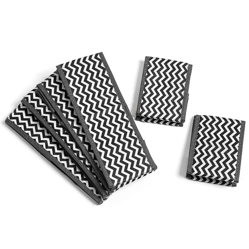 Factory Wave Pattern Non-woven Underwear Storage Box Six-piece Set Dividers Drawer Organizer  Underwear Organizer desktop organ