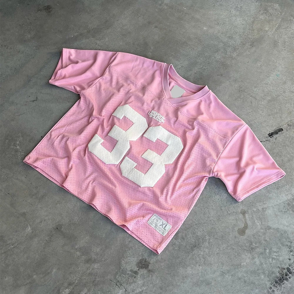 Custom V Neck Quick Dry Heavyweight Boxy Puff Printing T Shirts Mesh Soccer Baseball Basketball Football Jersey T-shirts for Men