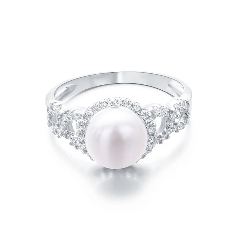 Minimalist Jewelry Simple Stackable Dainty Cubic Zirconia Engagement Ring Womens Wedding Chunky Adjustable Pearl Ring Silver